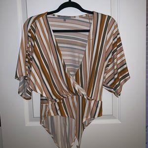 Charlotte Russe - Striped Bodysuit - M